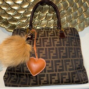 AUTHENTIC FENDI Logo Zucca Shoulder/Crossbody Bag w/Removable Strap